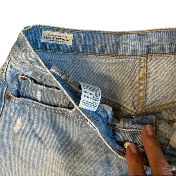 Levi’s Premium 501 Button Fly Distressed Blue Denim Women Shorts Size 29 #1708 - Picture 4 of 5